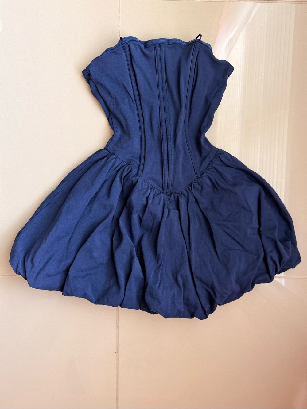 The Vintage (Dolls Kill) Navy Strapless Boned Corset Bubble Mini Dress Size M